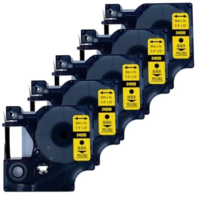 Afbeelding van DULA Dymo D1 40918 S0720730 Compatible label tape 5 lettertapes Zwart op geel 9mm x 7m