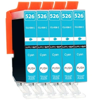 Afbeelding van Supply Guy 5 Inktpatronen met chip compatibel Canon CLI 526 Cyaan voor IP4850 IP4950 IX6550 MG5150 MG5250 MG5340 MG5350 MG6150 MG6250 MG8150 MG8240 MG8250 MX715 MX885 MX895