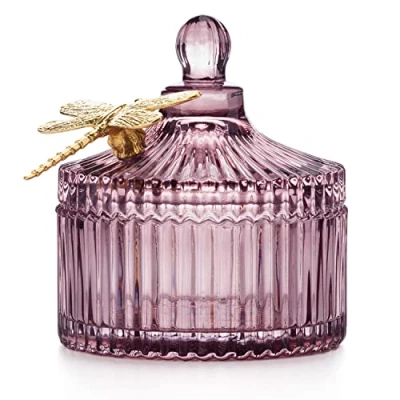 Afbeelding van AmeliaHome Dragonfly Opbergdoos met deksel, organizer van glas, cosmeticatendoos, Libelle, 10,5 x 11,9 cm, oudroze