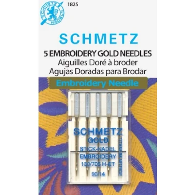 Afbeelding van Euro Notions Gouden borduurmachine naalden grootte 14/90 5/Pkg, andere, veelkleurig, 2,38 x 7,71 11,39 cm