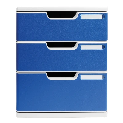Afbeelding van Exacompta ref. 325003D Organisatiesysteem Ladebox MODULO A4 met 5 gesloten laden voor A4+ documenten Afmetingen: Diepte 35 x Breedte 28,8 Hoogte 32 cm Lichtgrijs/blauw