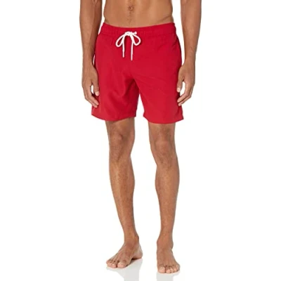 Afbeelding van Amazon Essentials Men&#039;s Sneldrogende zwembroek met binnenbeenlengte van 18 cm, Rood, XS