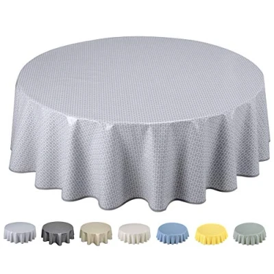 Afbeelding van Home Direct tafelzeil, afwasbaar tafelkleed, rond 160 cm, lichtgrijs