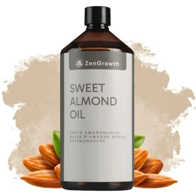 Afbeelding van ZenGrowth Amandelolie 1l, 100% natuurlijk, dierproefvrij, afkomstig uit Spanje