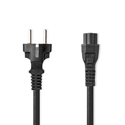 Afbeelding van Nedis Cegl10130Bk20 Stroomkabel Type F (Cee 7/7) Male Iec 320 C5 Recht Vernikkeld 2.00 M Rond