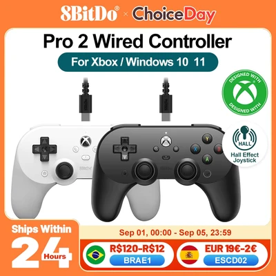 Afbeelding van 8Bitdo Pro 2 Wired Controller for Xbox, Hall Effect Joystick Update, 3.5mm Audio Jack, Compatible with Xbox Series XS, One, Windows 10/11 Officially Licensed (White)
