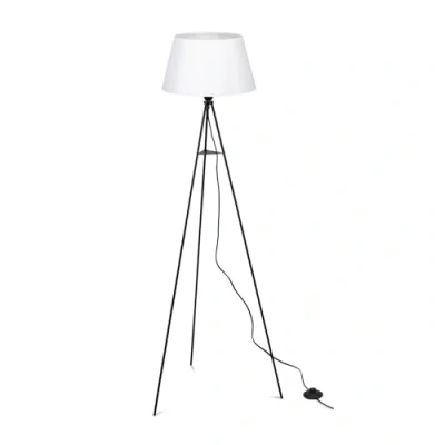 Afbeelding van ELC vloerlamp 1licht staal, stof H: 150 cm E27 wit, zwart