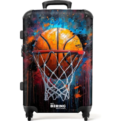 Afbeelding van NoBoringSuitcases.com® Koffer groot Rolkoffer lichtgewicht Basketbal omringd door graffiti Reiskoffer met 4 wielen Grote trolley XL 20 kg bagage