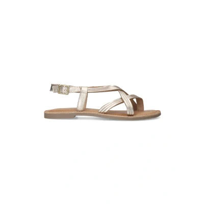Afbeelding van Sacha Gouden Platte Sandalen (Maat 36, Leer)