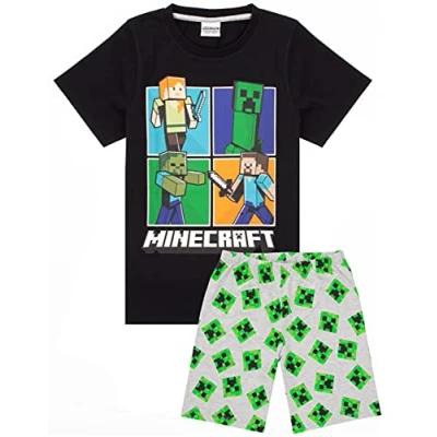 Afbeelding van MINECRAFT PYJAMAS BOYS 4 Design opties Kids Top Shorts Gamer PJ&#039;s 9 10 jaar