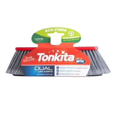 Afbeelding van Tonkita Dual bezem, voor binnen, dubbel efficiënt, nauwe plaatsen, stofbestendig