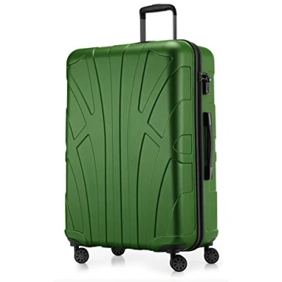 Afbeelding van Suitline grote harde koffer trolley, reiskoffer check in bagage, TSA, 76 cm, ca. 86 liter, 100% ABS mat groen