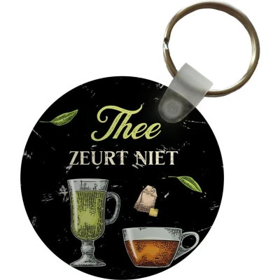 Afbeelding van Sleutelhanger Thee Glazen Quotes Plastic Rond Uitdeelcadeautjes Vaderdag cadeau Geschenk Cadeautje voor hem Tip Mannen