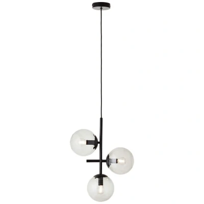 Afbeelding van Brilliant Ariol Hanglamp 3 lichts Zwart/Gerookt Glas