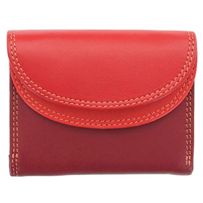 Afbeelding van Visconti Regenboog collectie kleine lederen portemonnee RFID en Tap Go RB126, Rood Multi (rood) RB126