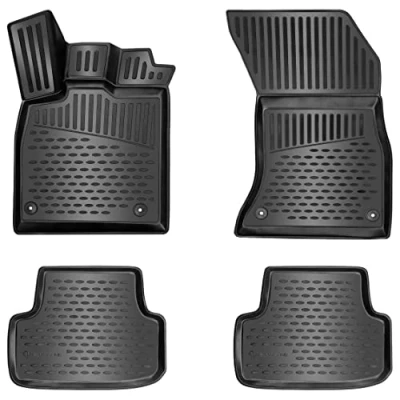 Afbeelding van ELMASLINE 3D rubberen matten set voor Audi A4 (B9) bouwjaar 2015 2024 extra hoge rand accessoires vloermatten