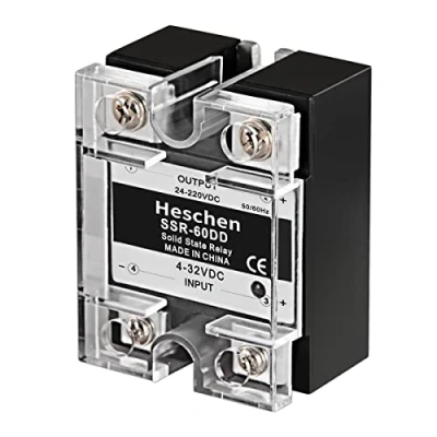 Afbeelding van Heschen Eenfase DC/DC Solid State Relais, SSR 60DD, Ingang 4 32VDC, Uitgang 24 220VDC, 60A 50 60Hz