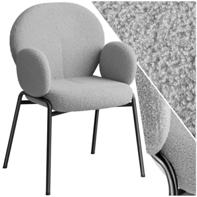 Afbeelding van tectake® Eetkamerstoel met armleuning Woonkamerfauteuil , Scandinavische loungestoel grijs