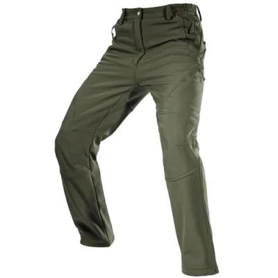 Afbeelding van FREE SOLDIER Waterdichte skibroek voor heren, de jacht, outdoorbroek, winddichte thermobroek, winterbroek, softshellbroek klimmen en wandelen, legergroen, 50