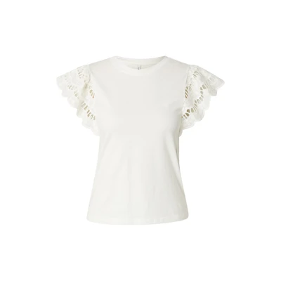 Afbeelding van Onlmacy S/S O Neck Mix Top Box JRS, cloud dancer, XS