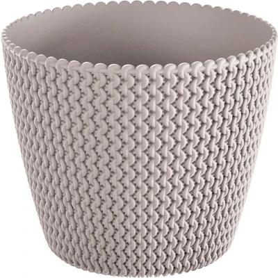 Afbeelding van Plantenpot/bloempot kunststof dia 26 cm en hoogte 22 beige/taupe Plantenpotten