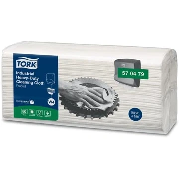 Afbeelding van 4x Tork Industrial Heavy Duty reinigingsdoek, 60 vel, systeem W4, wit