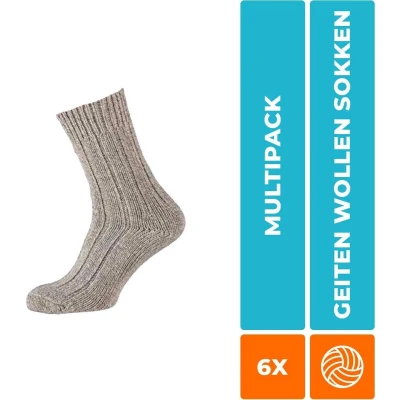 Afbeelding van 6 Pack Ouderwetse Noorse Wollen Sokken Grof Apollo Grijs Unisex Maat 46 48