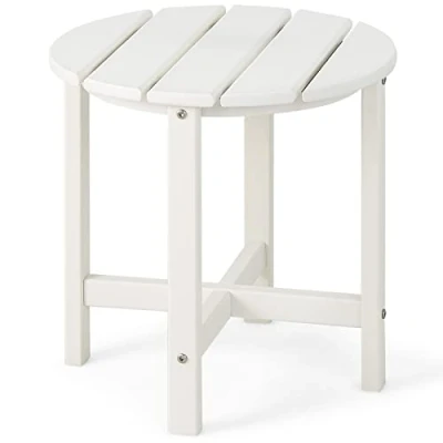 Afbeelding van COSTWAY Bijzettafel, kleine tuintafel van uv bestendig kunststof, balkontafel, weerbestendig, voor terras, balkon, tuin, 46 x cm, wit