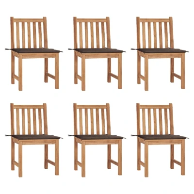 Afbeelding van Tuinstoelen 6 st met kussens massief teakhout
