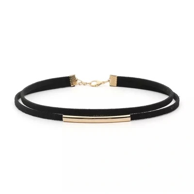Afbeelding van Jomide Choker Retro Suède Zwart/Goudkleurig