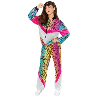 Afbeelding van Volwassene verkleedpak luipaardprint trainingspak multicolour maat L / 52 90&#039;s party foute carnaval