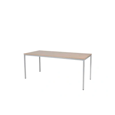 Afbeelding van Domino Basic bureautafel, vaste hoogte met 180x80cm havana/ kersen licht 25mm blad en aluminium (RAL9006) 4 poot frame