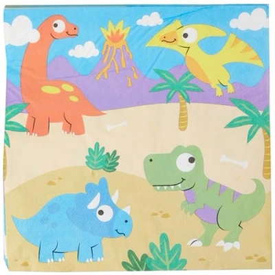 Afbeelding van Baker Ross FC980 Dinosaurus feest servetten Set van 20 servetten, kinderen partij papier wegwerp verjaardag tafelgerei