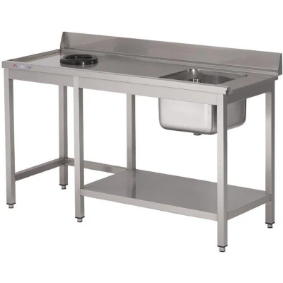 Afbeelding van Gastro M RVS spoeltafel met afvalgat 1 spoelbak rechts 100x70cm