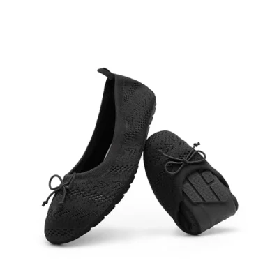 Afbeelding van DREAM PAIRS Casual balletschoenen met puntige neus voor dames, comfortabele zachte instappers, Zwart, 39 EU