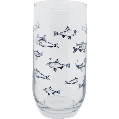 Afbeelding van Clayre &amp; Eef Waterglas Ø 7x14 cm / 380 ml Transparant Glas Vissen Longdrinkglas