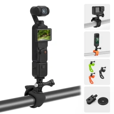 Afbeelding van BRDRC Pocket 3 Houder Motorfiets Fiets Auto Mount Strap Flexibele Wrap Stuur Hekstang Accessoires voor GoPro Max Mini Hero 12 11 10, Osmo 2, Insta360 X3 Ace Pro Go Action Camera
