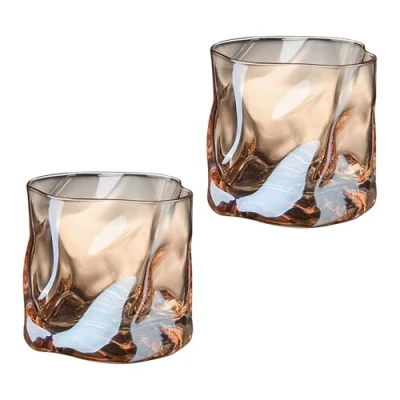 Afbeelding van SLDHFE Whiskyglazen, set van 2, Bourbon dubbel ouderwets glas, Scotch Rocks drinkglazen voor Bar Barware Wiskey/wijn amber
