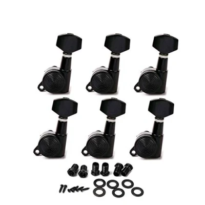 Afbeelding van Alnicov 6L Inline Locked String Guitar Tuning Pegs toetsen Tuners Machine Heads Keys,Zwart