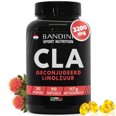 Afbeelding van Bandini® CLA geconjugeerd linolzuur 2400 mg per portie 90 zachte capsules om gewicht te verliezen, vet verbranden en tijdens de training spiermassa op bouwen