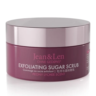 Afbeelding van Jean &amp; Len Antioxidant Sugar Scrub Pioen Lychee, voor een geurige reiniging, met rijke oliën, hoogwaardige pot, suikerscrub zonder parabenen siliconen, 200 ml