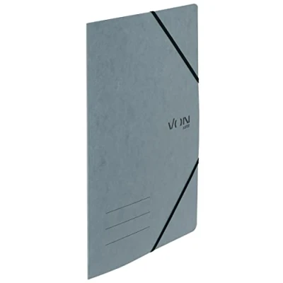 Afbeelding van VON Leitz Pak van 5 hoekmappen A4, gerecycled karton, voor 150 vel, map met elastische band, moderne print, lichtgewicht school en thuis, grijs, 30110085