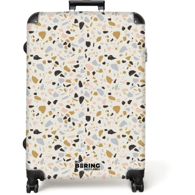 Afbeelding van NoBoringSuitcases.com® Koffer groot Reiskoffer lichtgewicht Terrazzo patroon veelkleurig Rolkoffer met 4 wielen Grote trolley XL 98 liter bagage