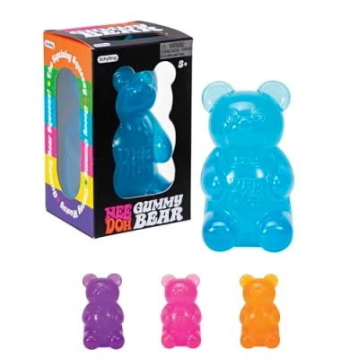 Afbeelding van Schylling NeeDoh Gummy Bear Sensorisch fidgetspeelgoed met geleiachtige vulling 8,9 cm lang kleuren kunnen variëren (Pack van 1)