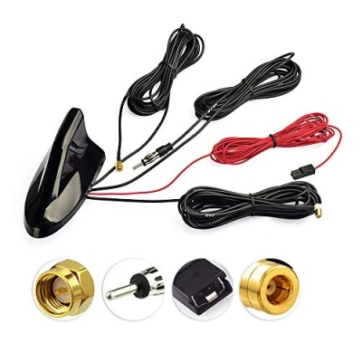 Afbeelding van Eightwood DAB + Antenne Autoradio Splitter SMB SMA GPS Adapter AM/FM naar Shark Roof Signaalversterker Auto Plug met kabel RG174 500cm voor FM/AM Radio