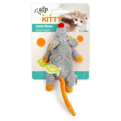 Afbeelding van All For Paws Kitty Jumbo Mouse Kattenspeelgoed 20x8x4.5 cm Assorti