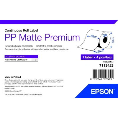 Afbeelding van Epson 7113423, Wit, Zelfklevend printerlabel, Doorlopend etiket, Rol,