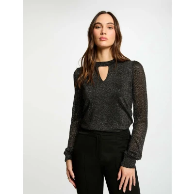 Afbeelding van Morgan Round NECK AND Opening Trui, Dames, Maat: Small, Noir