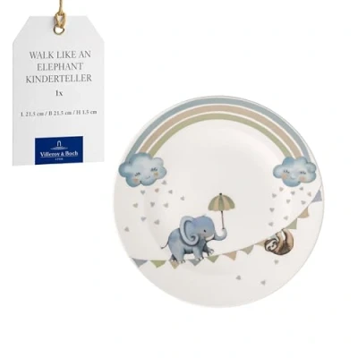Afbeelding van Villeroy &amp; Boch Boho kids &quot;Walk like an elephant&quot; Kinderbord, Porseleinen Bord in bohostijl, voor kinderservies, Ø 21,5 cm, Vaatwasmachinebestendig, Geschikt de magnetron, Multicolor
