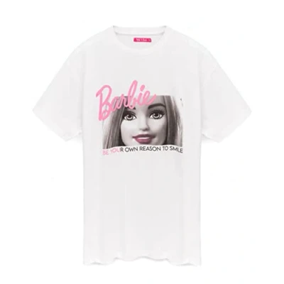 Afbeelding van Barbie T Shirt voor vrouwen Ladies Doll Inspirational White Pink Top Wees je eigen reden om te glimlachen ontwerp